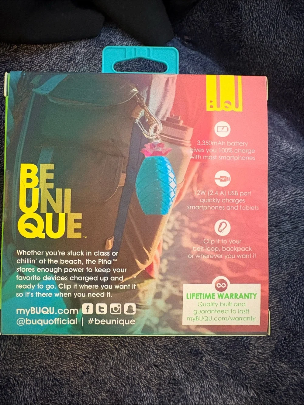Piña Portable USB Power Bank - Teal Pineapple Design